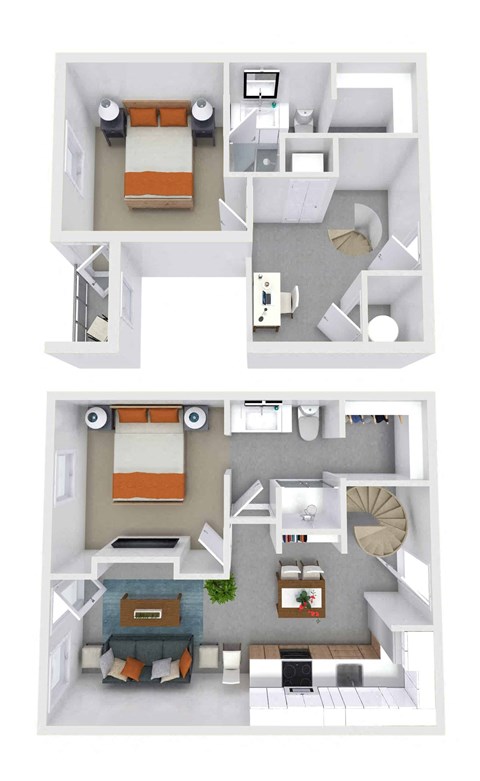 Floor plan for 2 beds, 2 baths, 1298 sqft